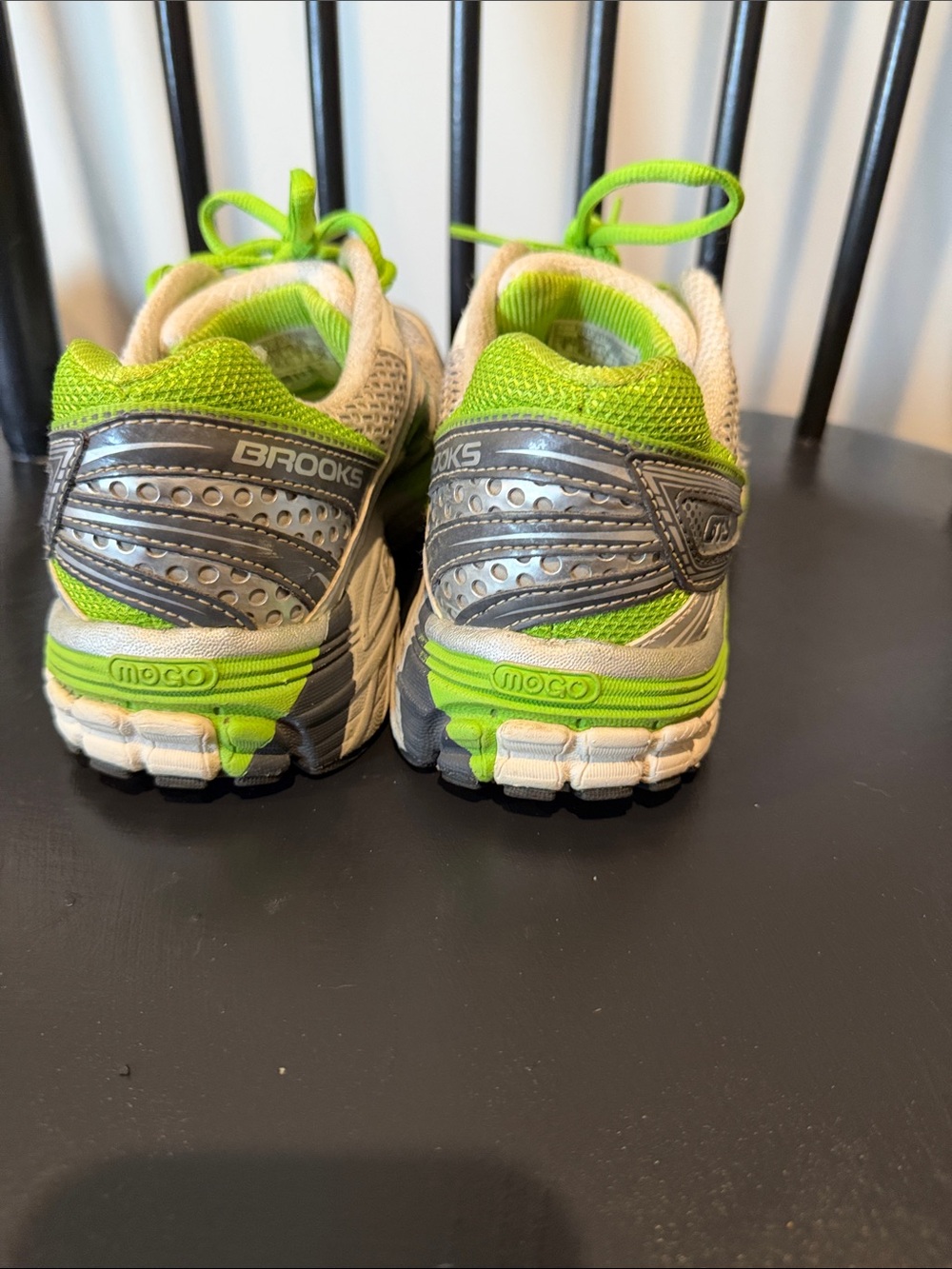 Brooks Women's GTS Adrenaline Neon Green, White, and Gray Running Sneakers - Picture 6 of 12